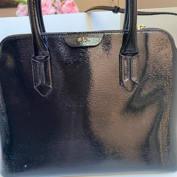 Ralph Lauren Tate Dome Black Leather Satchel - Picture 1 of 8